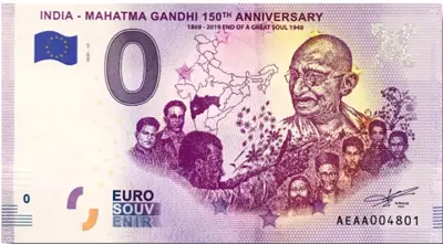 Billet 0€ INDIA - MAHATMA GANDHI 150th ANNIVERSARY 1869-2019 END OF A GREAT SOUL 1948