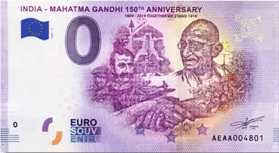 Billet 0€ INDIA - MAHATMA GANDHI 150th ANNIVERSARY 1869-2019 TOGETHER WE STAND 1919