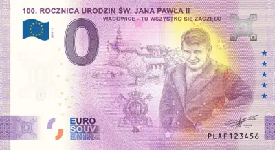 Billet 0€ 100. ROCZNICA URODZIN ŚW. JANA PAWŁA IIWADOWICE - TU WSZYSTKO SIȨ ZACZȨŁO