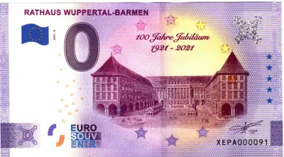 Billet 0€ RATHAUS WUPPERTAL-BARMEN100 JAHRE JUBILÄUM 1921-2021