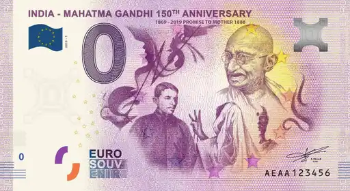 Billet 0€ INDIA - MAHATMA GANDHI 150th ANNIVERSARY 1869-2019 PROMISE TO MOTHER 1888