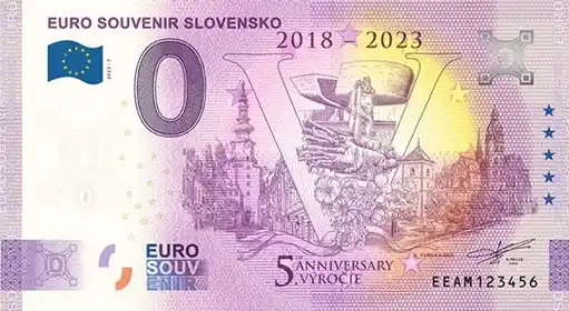Billet 0€ EURO SOUVENIR SLOVENSKO 2018-2023 5. VÝROČIE