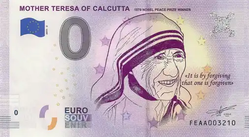 Billet 0€ MOTHER TERESA OF CALCUTTA 1979 NOBEL PEACE PRIZE WINNER