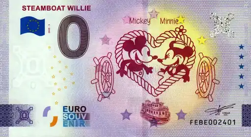 Billet 0€ STEAMBOAT WILLIE Mickey Minnie