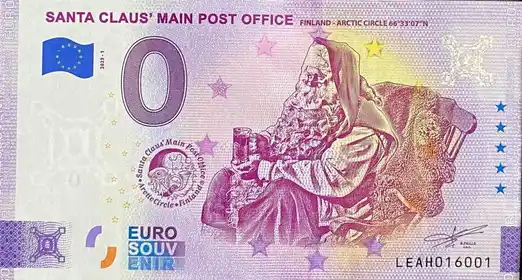 Billet 0€ SANTA CLAUS' MAIN POST OFFICE FINLAND - ARCTIC CIRCLE 66°33'07'N