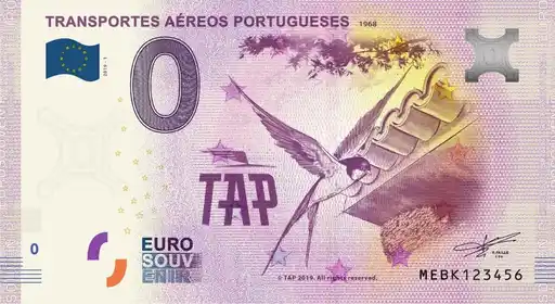 Billet 0€ TRANSPORTES AÉREOS PORTUGUESES 1968