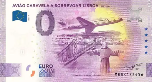 Billet 0€ AVIÃO CARAVELA A SOBREVOAR LISBOA ANOS 60