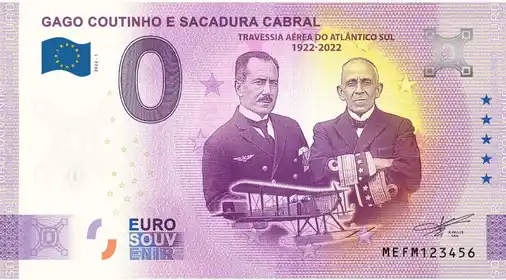 Billet 0€ GAGO COUTINHO E SACADURA CABRAL TRAVESSIA AEREA DO ATLANTICO SUL 1922-2022
