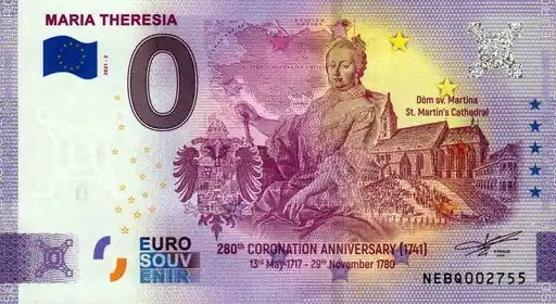 Billet 0€ MARIA THERESIA 280th CORONATION ANNIVERSARY (1741)