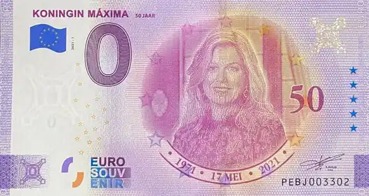 Billet 0€ KONINGIN MÁXIMA 50 JAAR
