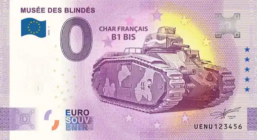 Billet 0€ MUSÉE DES BLINDÉS CHAR FRANCAIS B1 BIS