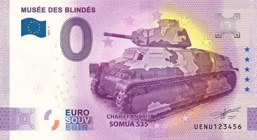 Billet 0€ MUSÉE DES BLINDES CHAR FRANCAIS SOMUA S35