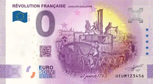 Billet 0€ RÉVOLUTION FRANCAISE LOUIS XVI GUILLOTINE 21 janvier 1793