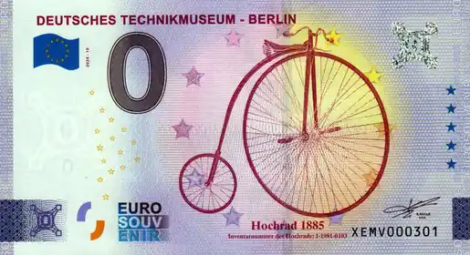 Billet 0€ DEUTSCHES TECHNIKMUSEUM - BERLIN Hochrad 1885 Inventarnummer des Hochrads: 1-1981-0103